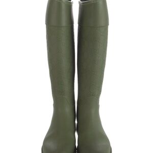Gucci Olive Green Tall Embossed Rain Boots